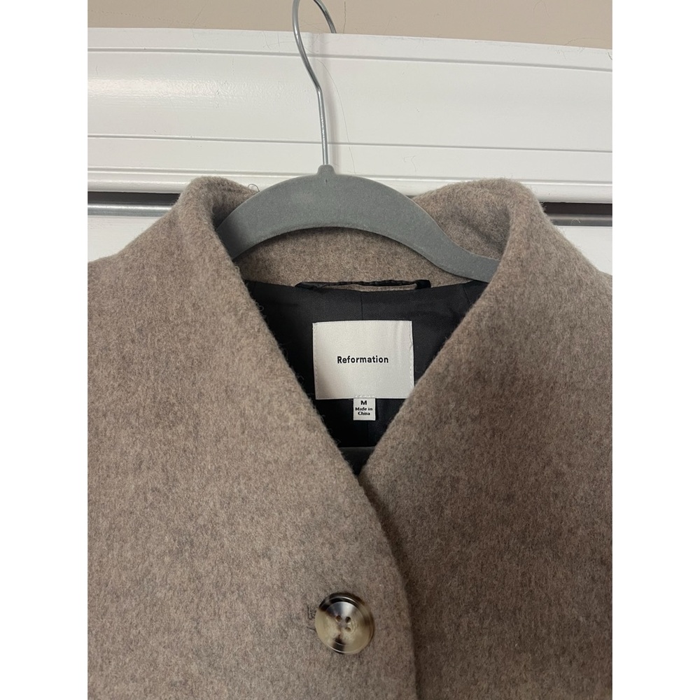 Reformation Taupe Rounded-Hem Button Jacket - Picture 2 of 3